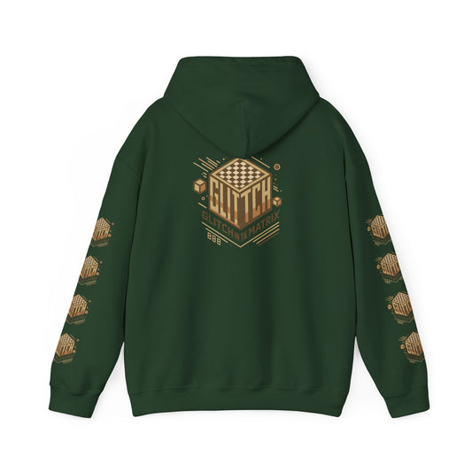 Golden Glitch Hoodie – Warm Licht in een Gecodeerde Wereld
